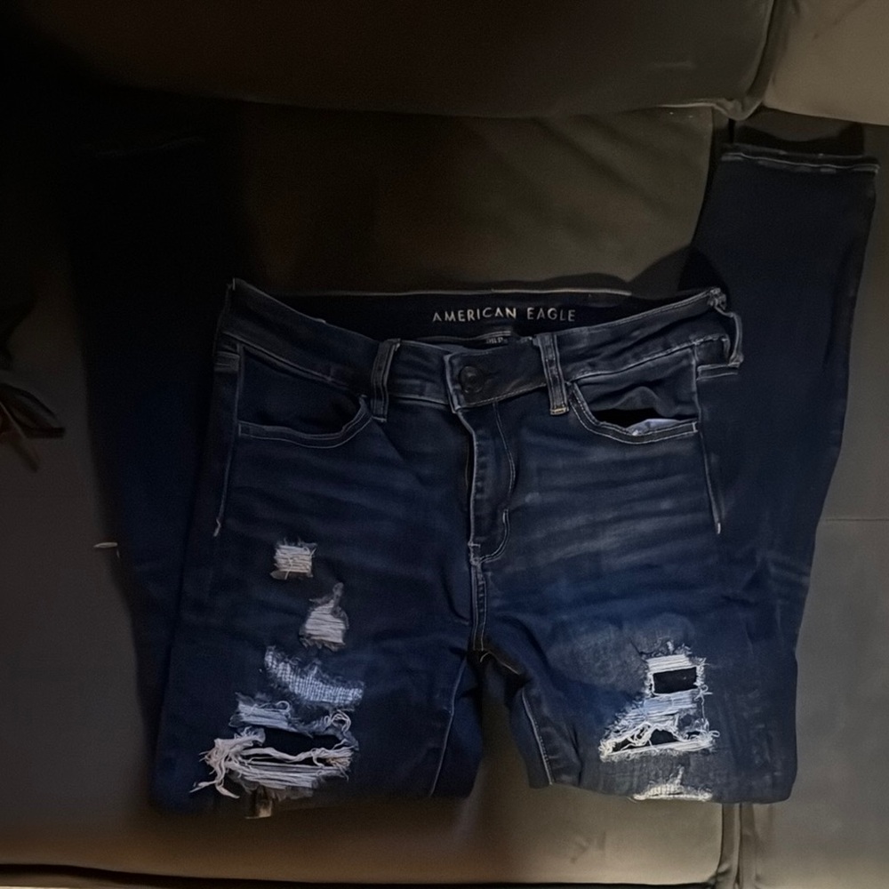 American Eagle Outfitters Blue Skinny Jeans Distressed Style